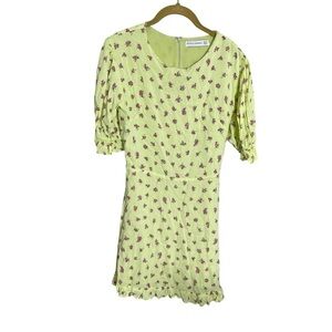 Faithfull the Brand Light Green Dress with Pink Floral Design Medium Florence
